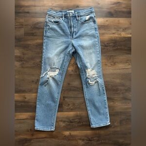 Madewell The Perfect Vintage Jeans Size 27 Distressed Straight Leg Denim